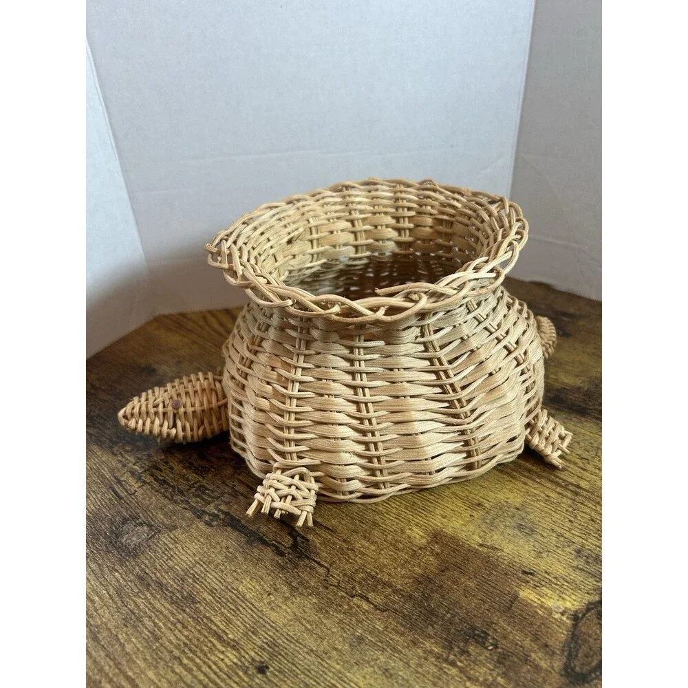 Vintage Turtle Shaped Basket Lightweight Decorative Storage Bowl 10” Long